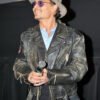 Actor Johnny Depp Black Distressed Leather Jacket