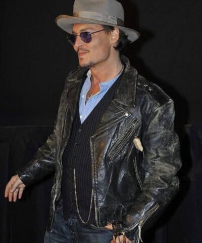 Johnny Depp Black Distressed Leather Jacket