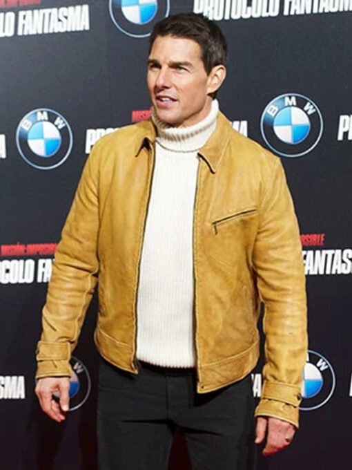 Movie Premiere Mission Impossible 4 Tom Cruise Leather Jacket