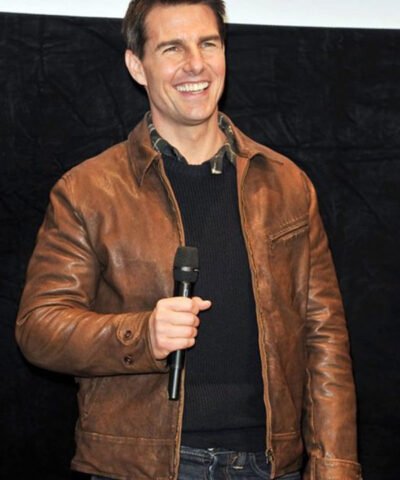 Mission Impossible German Premiere 2011 Tom Cruis Brown Leather Jacket