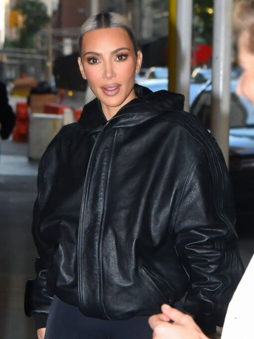 Street Style 2022 Kim Kardashian Leather Jacket