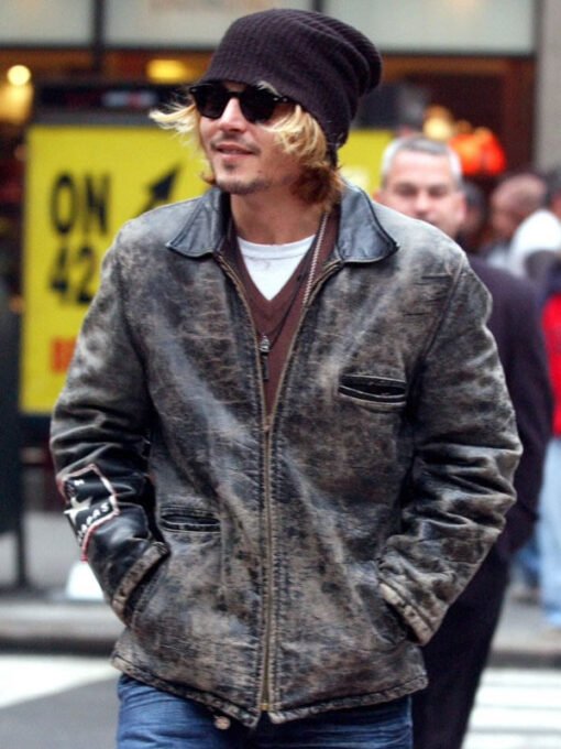 Johnny Depp 2003 Distressed Leather Jacket