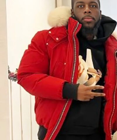 Movie Lake George 2025 Sheck Wes Red Hooded Fur Jacket