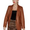 Taylor Swift Brown Leather Blazer Coat