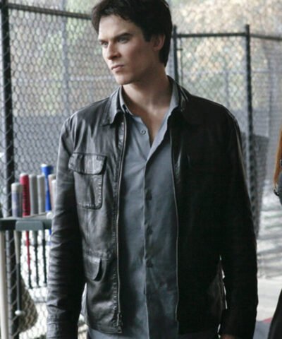 The Vampire Diaries Damon Salvatore Leather Jacket