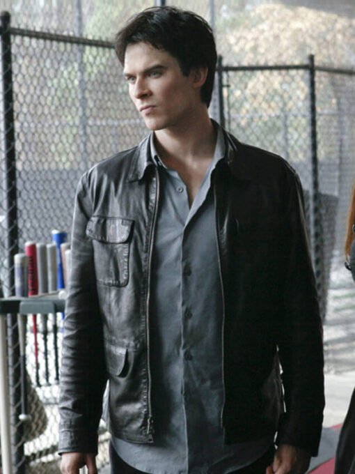 The Vampire Diaries Damon Salvatore Leather Jacket