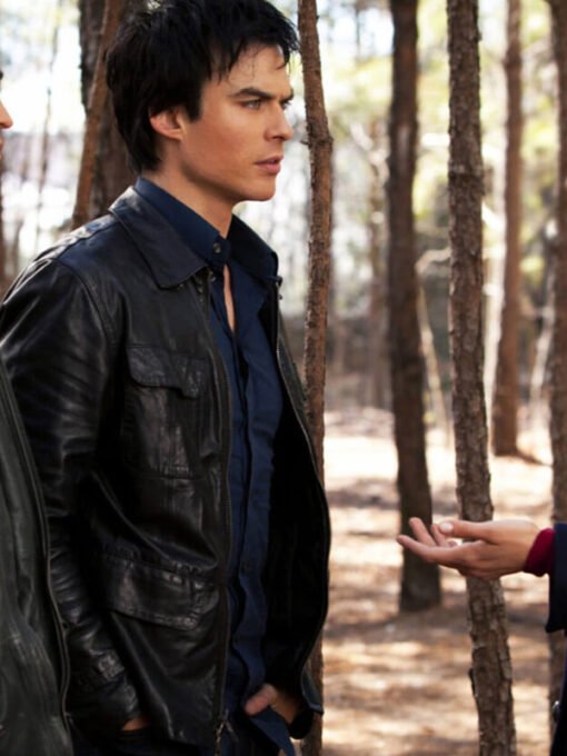 The Vampire Diaries Ian Somerhalder Black Leather Jacket