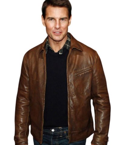 Mission Impossible German Premiere Tom Cruise Brown Leather Jacket