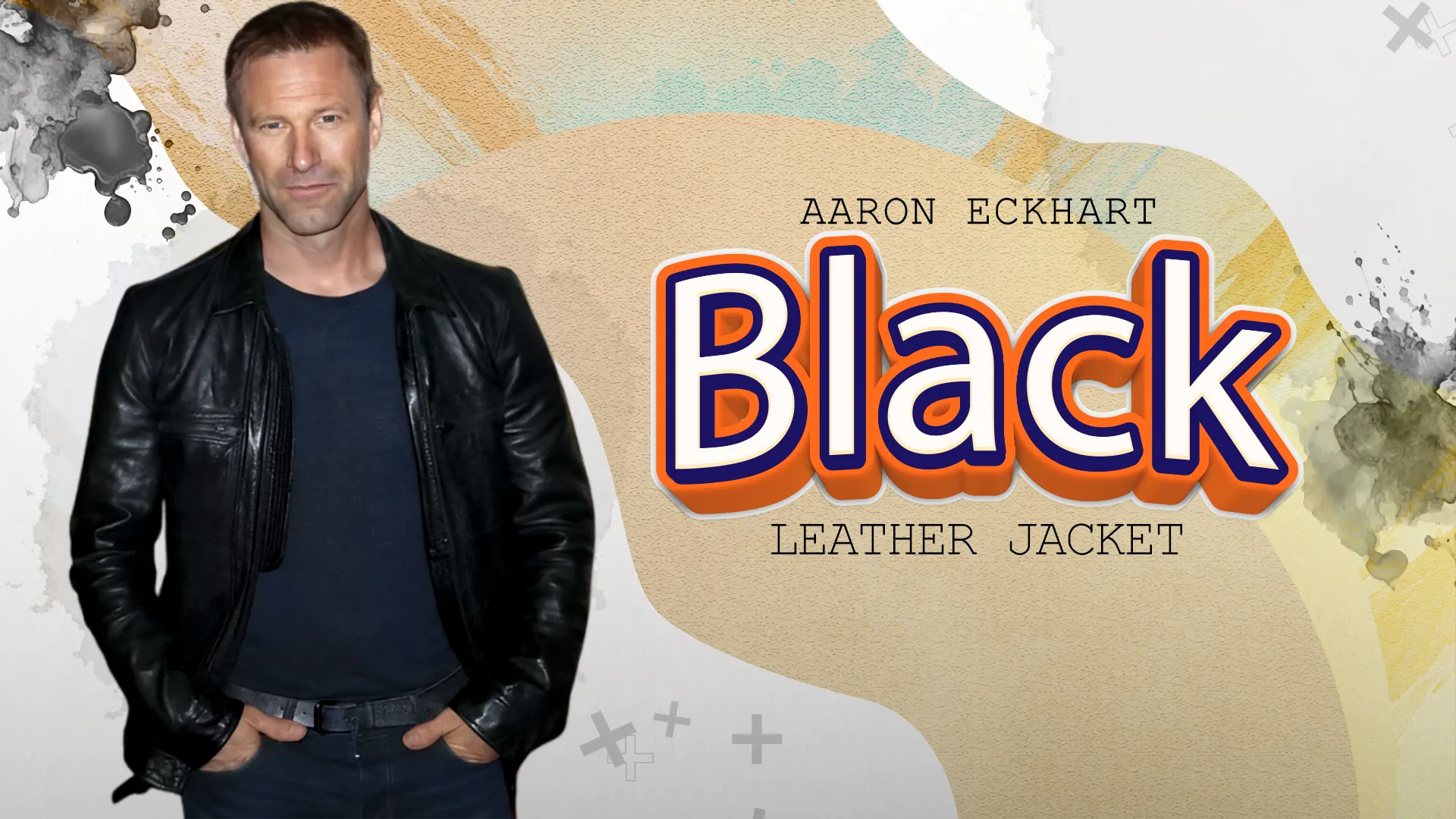 Aaron Eckhart Black Leather Jacket 