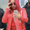 Cardi B Red Leather Jacket