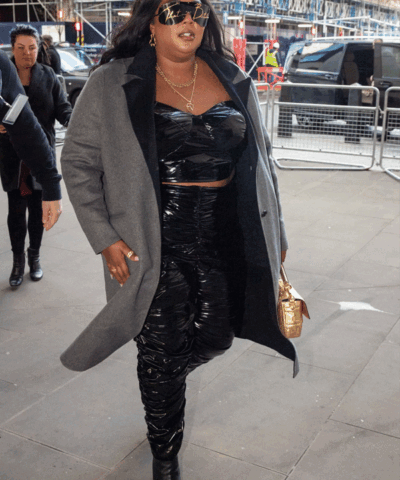 US Singer Lizzo Grey Trench Coat