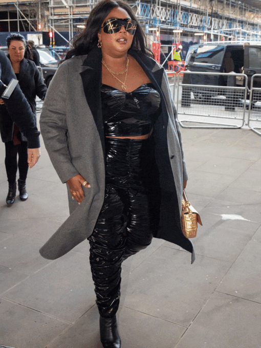 US Singer Lizzo Grey Trench Coat