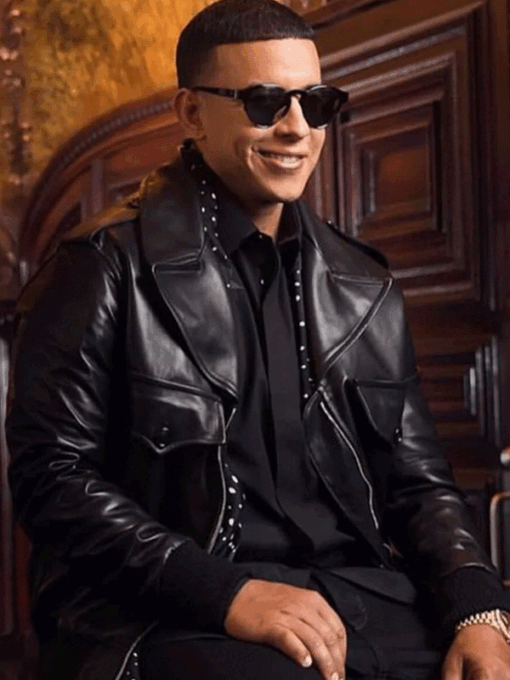 Puerto Rican Singer Daddy Yankee Black Leather Jacket