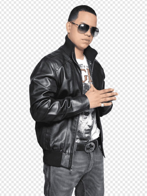 Daddy Yankee SiriusXM Studio Black Leather Bomber Jacket