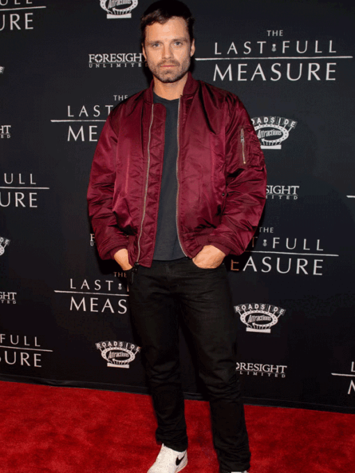 Sebastian Stan The Last Full Measure Satin Bomber Jacket