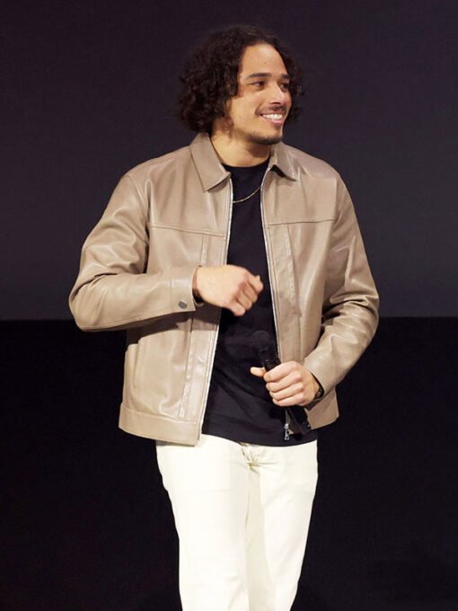 Anthony Ramos Ironheart Beige Leather Jacket