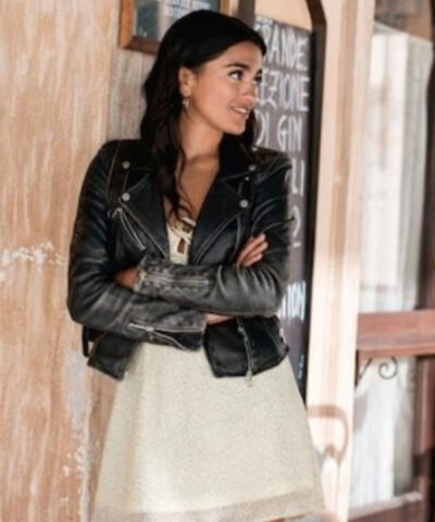 La Dolce Villa Maia Reficco Black Biker Leather Jacket