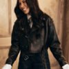 Amanda Brugel Sweetness 2025 Black Leather Biker Jacket