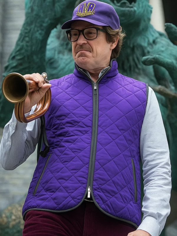 Wednesday Steve Buscemi Purple Quilted Vest