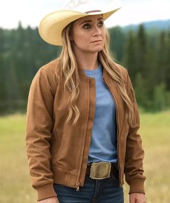 Amber Marshall Heartland 2025 Brown Bomber Jacket