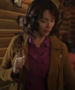 Heartland Season 17 Samantha Louise Fleming Brown Leather Jacket